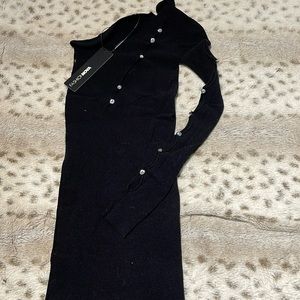 Women’s l/xl New Fashion Nova Black stretch off shoulder dress w/ long sleeve